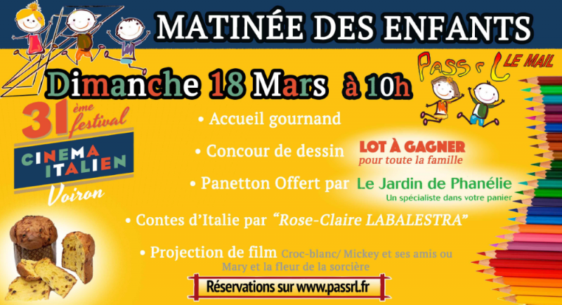 Matinée pour enfants au cinéma Dimanche 18 mars à 10:00 Cinéma Passr'L Le Mail de Voiron Matinée pour enfants au cinéma Dimanche 18 mars à 10:00 Cinéma Passr'L Le Mail de Voiron