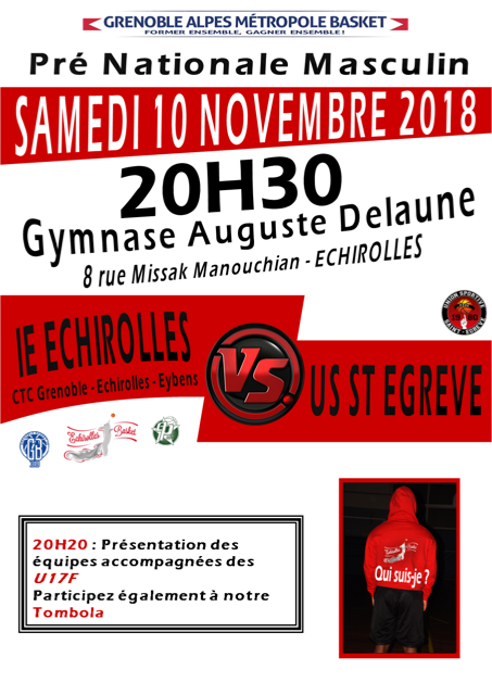 Match de Basket : Samedi 10 novembre à Echirolles Match de Basket : Samedi 10 novembre à Echirolles