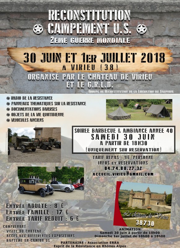 Reconstitution Campement US Samedi 30 juin et Dimanche 01 juillet au Château de Virieu Reconstitution Campement US Samedi 30 juin et Dimanche 01 juillet au Château de Virieu