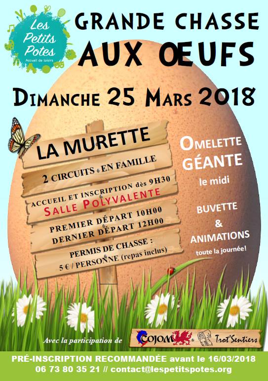 Grande chasse aux œufs des petits potes Dimanche 25 Mars à la Murette Grande chasse aux œufs des petits potes Dimanche 25 Mars à la Murette