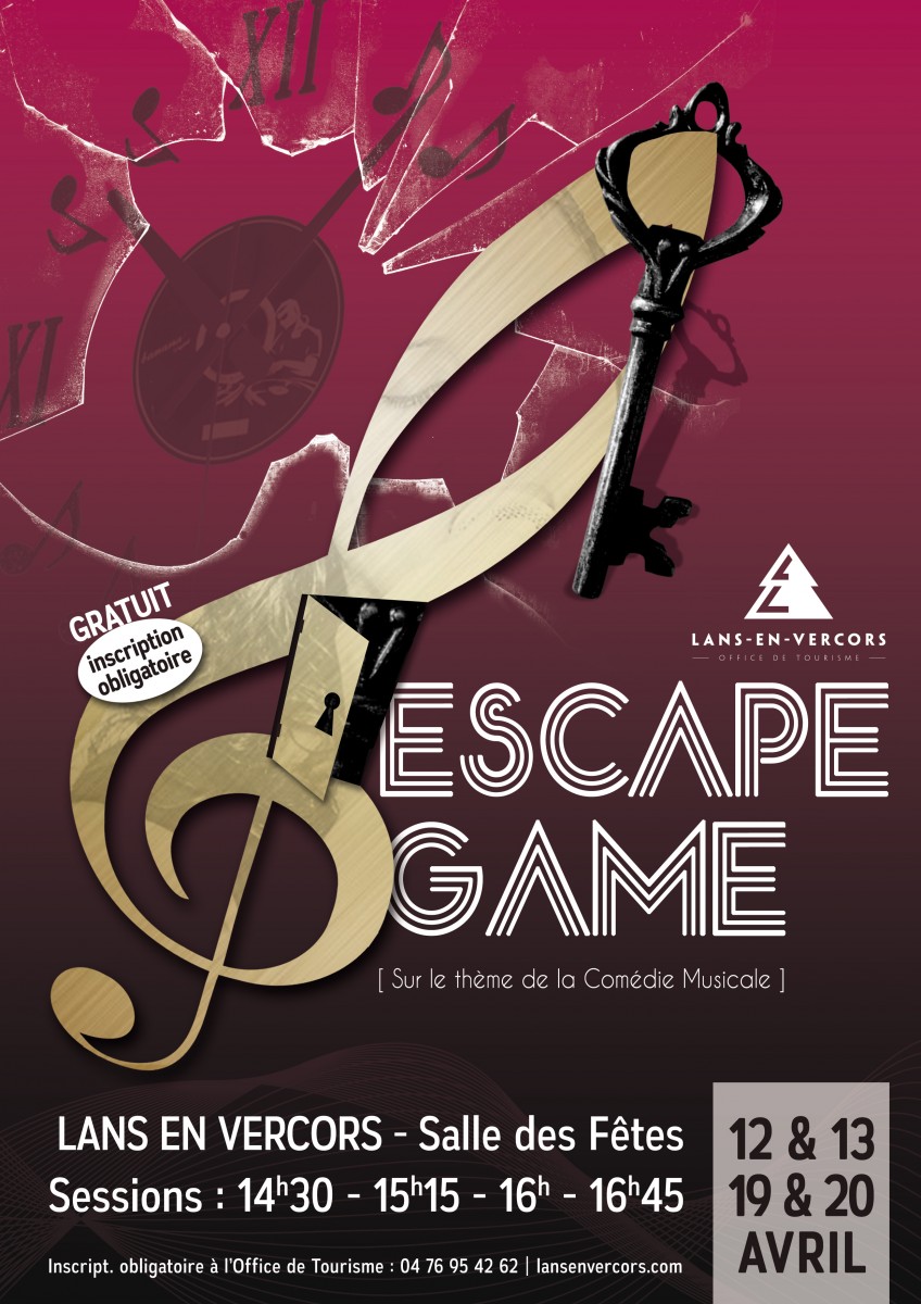 ESCAPE GAME à la Salle des fêtes de Lans en Vercors du 12 au 20 avril ESCAPE GAME à la Salle des fêtes de Lans en Vercors du 12 au 20 avril