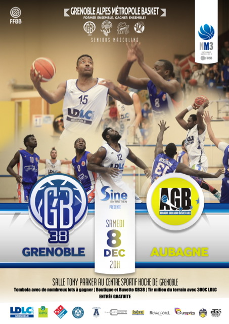 Basket : Grenoble Basket 38 - Aubagne Samedi 08 décembre à 20h Basket : Grenoble Basket 38 - Aubagne Samedi 08 décembre à 20h