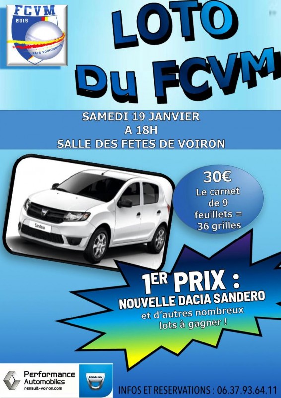 Loto du FCVM Samedi 19 janvier à la Salle des Fêtes de Voiron Loto du FCVM Samedi 19 janvier à la Salle des Fêtes de Voiron