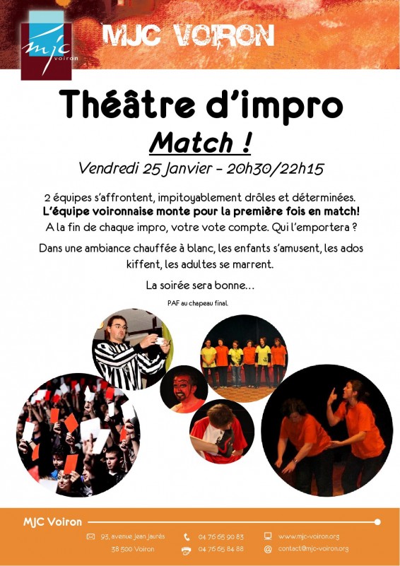 Théâtre d'impro Vendredi 25 janvier à Voiron Théâtre d'impro Vendredi 25 janvier à Voiron