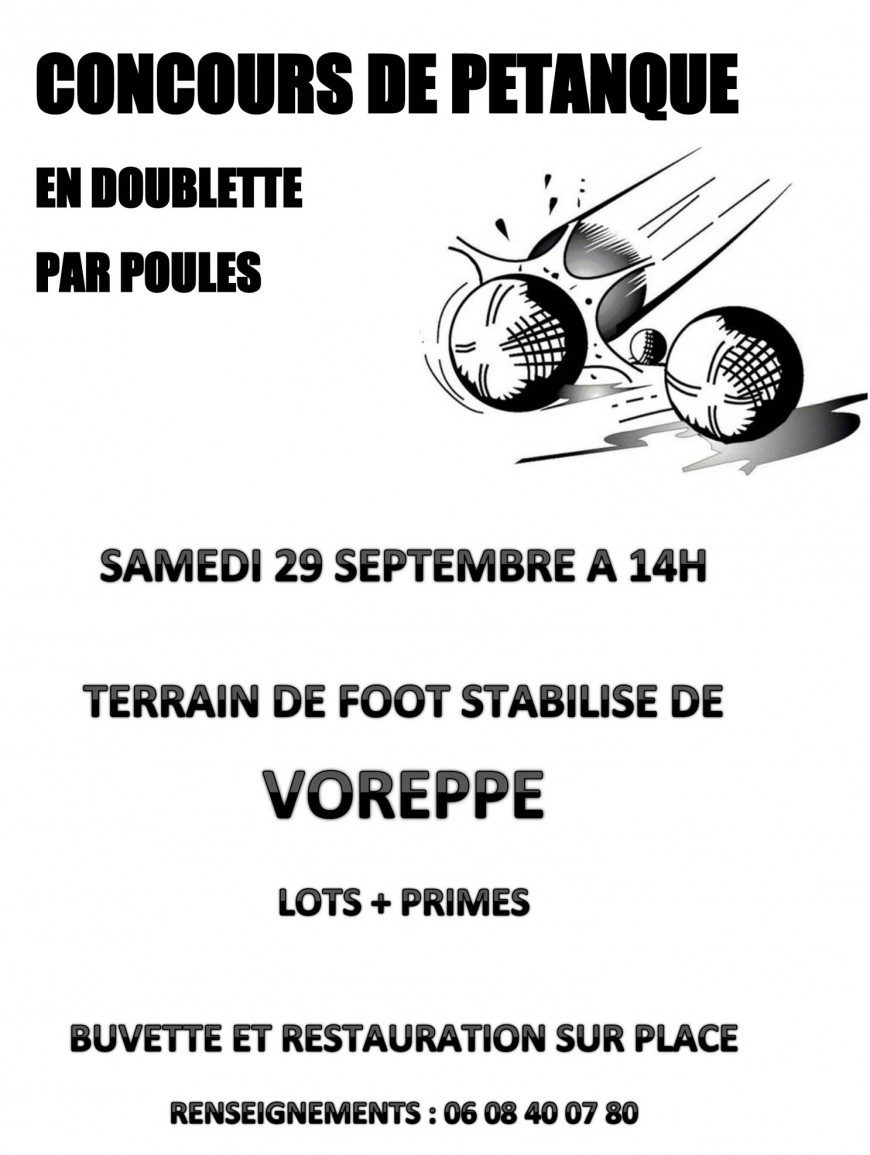 Concours de pétanque en doublette par poules Concours de pétanque en doublette par poules