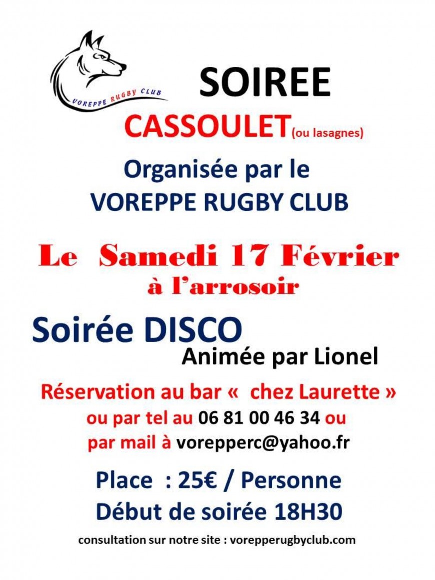 Soirée repas dansant du Voreppe rugby club Soirée repas dansant du Voreppe rugby club