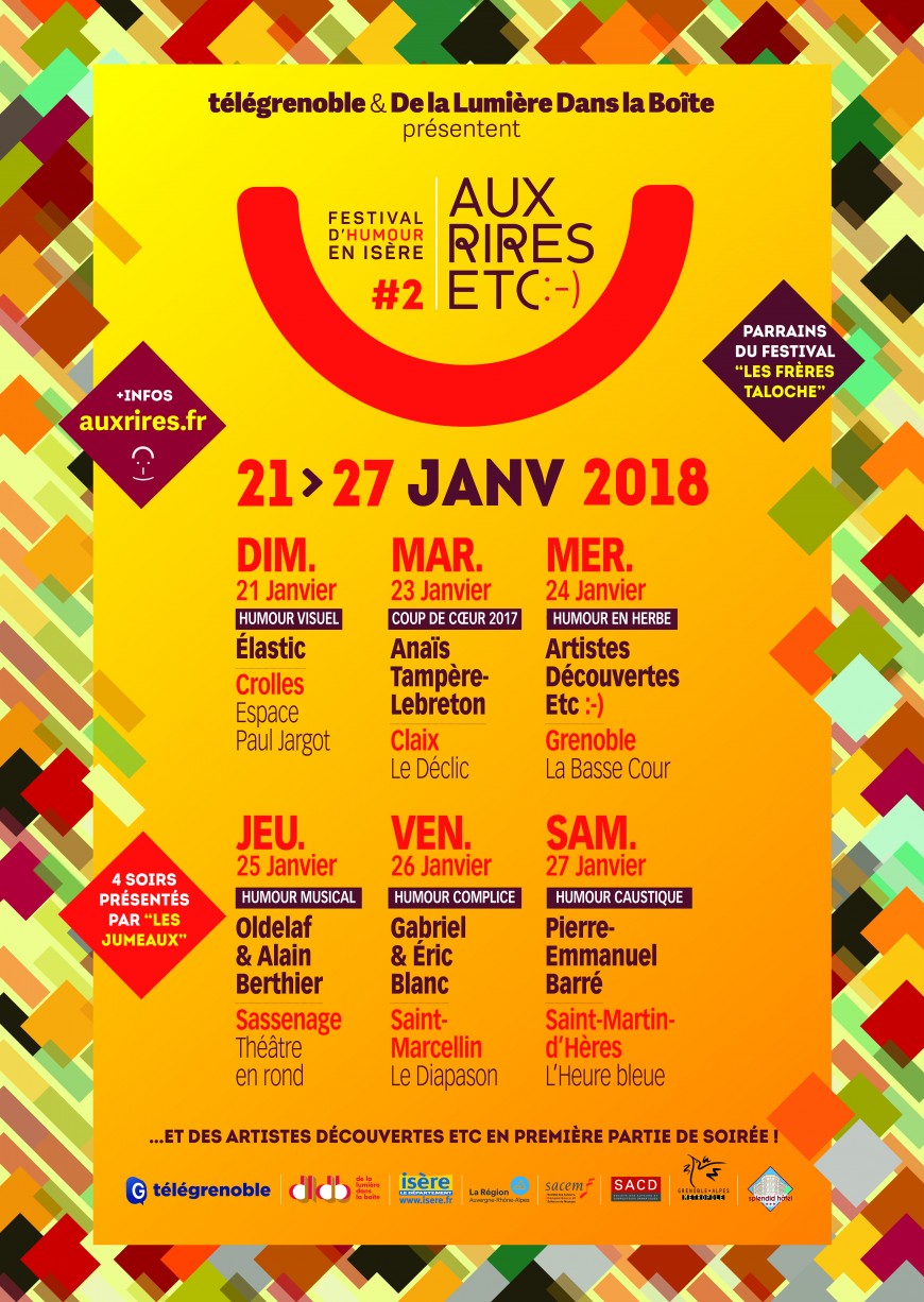 Aux Rires etc :-) Du dimanche 21 au samedi 27 janvier 2018 Aux Rires etc :-) Du dimanche 21 au samedi 27 janvier 2018