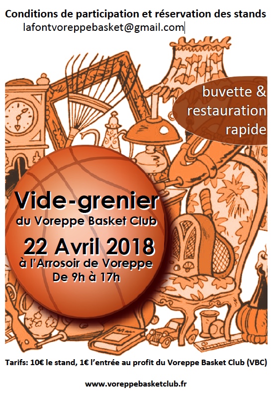 VIDE GRENIER Voreppe Basket Club 22 Avril 2018 VIDE GRENIER Voreppe Basket Club 22 Avril 2018