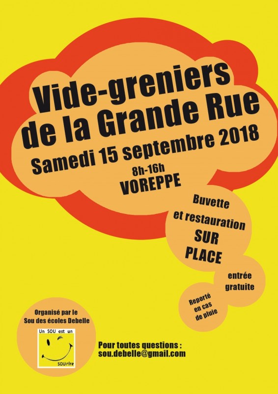 Vide Grenier Samedi 15 septembre des 08h00 à Voreppe Vide Grenier Samedi 15 septembre des 08h00 à Voreppe