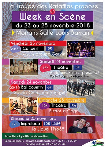 Week en scène du vendredi 23 au dimanche 25 novembre à Moirans Week en scène du vendredi 23 au dimanche 25 novembre à Moirans
