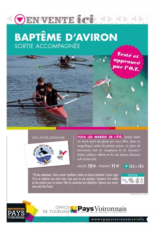 Baptême d'aviron à Paladru  tous les mardis de 16h à 18h. jusqu’au 15 Aout