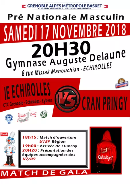 Match de Basket : Samedi 17 novembre à Echirolles