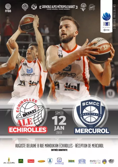Match de Basket : Samedi 12 janvier à Echirolles