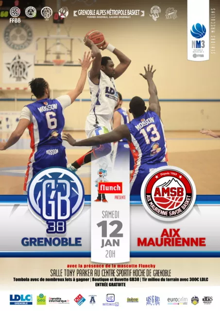 Basket : Grenoble Basket 38 - Aix Maurienne Samedi 12 Janvier à 20h