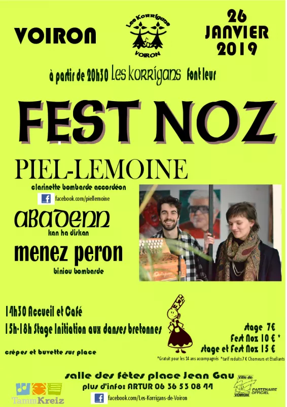 Journée bretonne et "Fest-Noz" Samedi 26 janvier à la salle des fêtes de Voiron