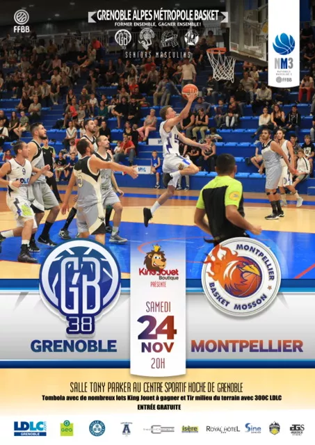 Basket : Grenoble Basket 38 - Montpellier Samedi 24 Novembre à 20h
