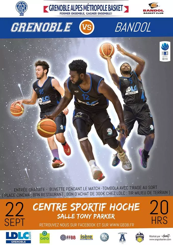 Basket : Grenoble Basket 38 - Bandol Samedi 22 Septembre à 20h
