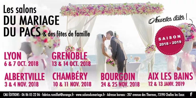 Le Salon du Mariage et jours de fête de Grenoble à Alpexpo les 13 et 14 Octobre.