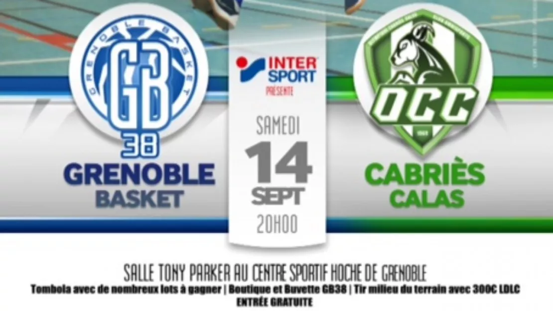 Basket : Grenoble Basket 38 - Cabriès Calas samedi 14 septembre à 20h