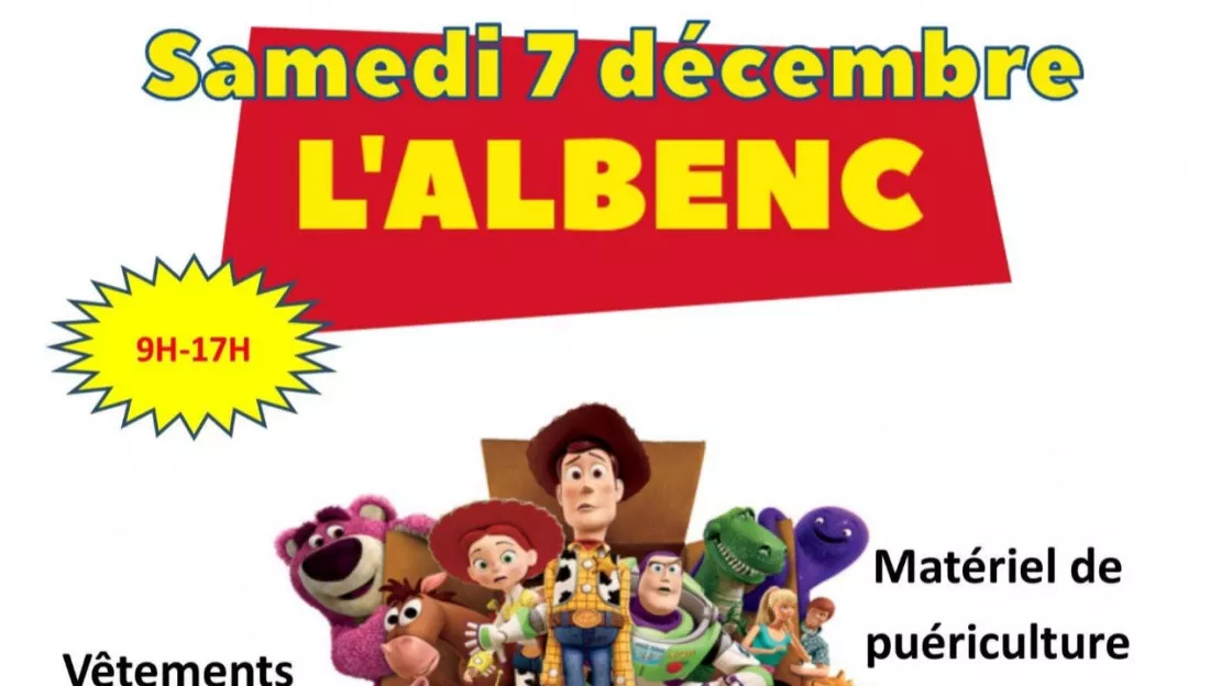 Bourse aux Jouets et Puériculture le 7 Décembre à L’Albenc de 9h à 17h
