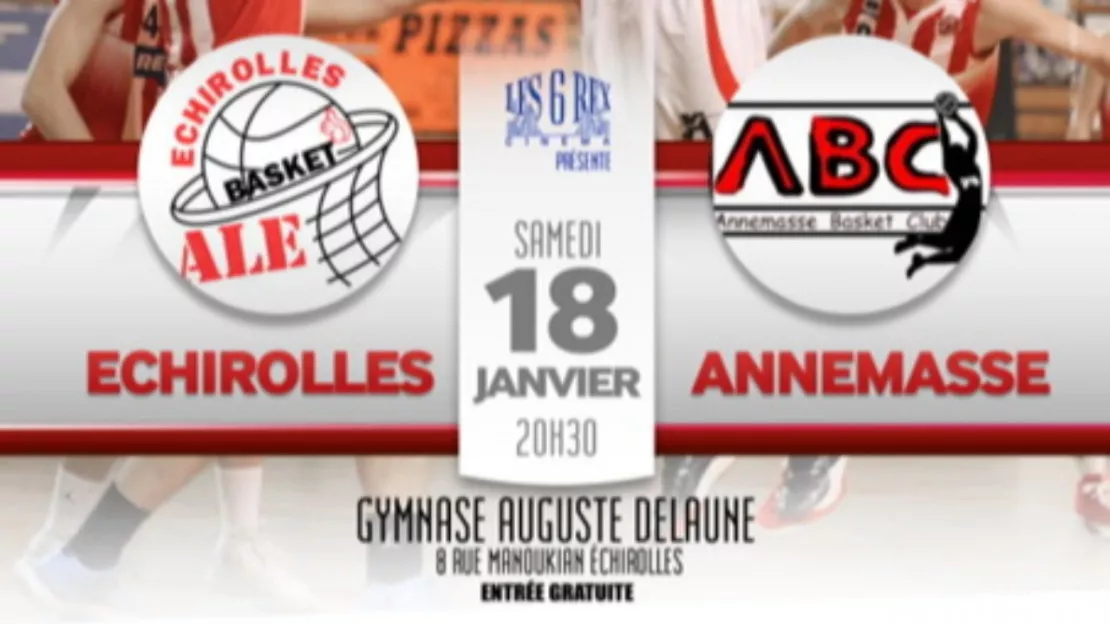 Match de Basket : Samedi 18 janvier au gymnase Auguste Delaune à Echirolles
