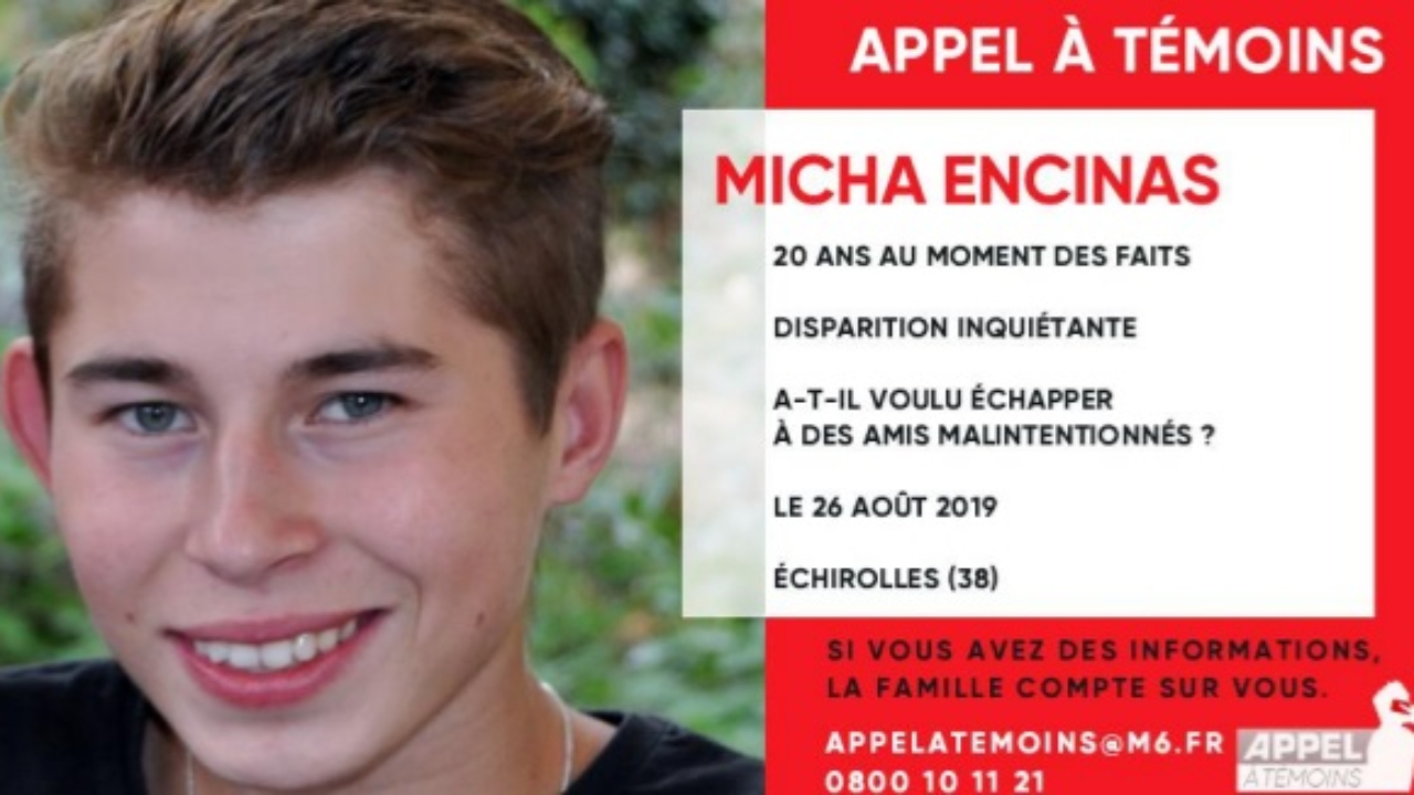 Micha Encinas disparu &agrave; Echirolles : M6 se mobilise pour retrouver le jeune homme